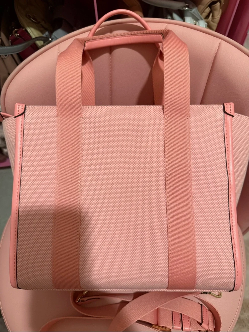 Kate Spade Pink Canvas Logo Strap Tote with Removable Crossbody